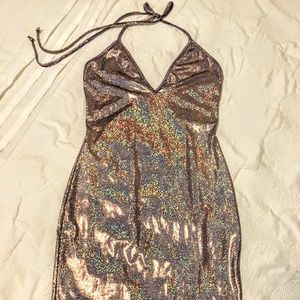 Sparkly skin tight halter dress